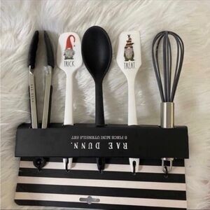Rae Dunn Halloween TRICK TREAT Gnome 5 PC Mini Utensil Set